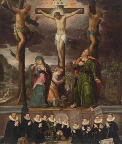 Crucifixion Scene with Donor Family by Unknown